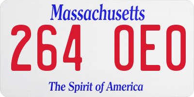 MA license plate 264OE0