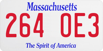 MA license plate 264OE3