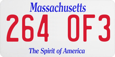 MA license plate 264OF3