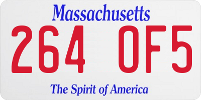 MA license plate 264OF5