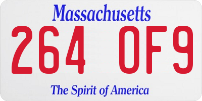 MA license plate 264OF9