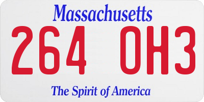 MA license plate 264OH3