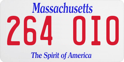 MA license plate 264OI0