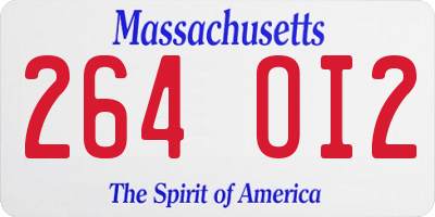 MA license plate 264OI2