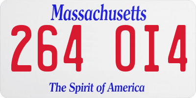 MA license plate 264OI4