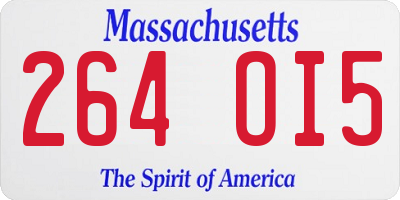 MA license plate 264OI5