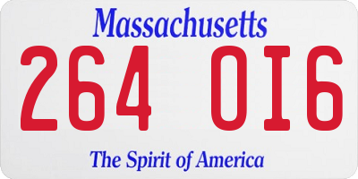 MA license plate 264OI6