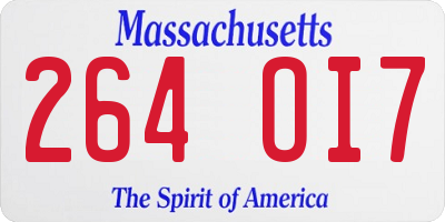 MA license plate 264OI7