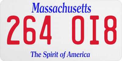MA license plate 264OI8