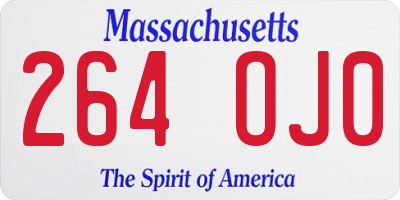 MA license plate 264OJ0