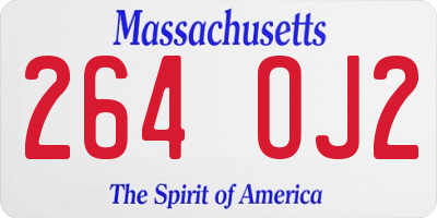 MA license plate 264OJ2