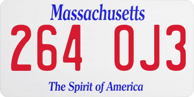 MA license plate 264OJ3