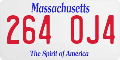 MA license plate 264OJ4