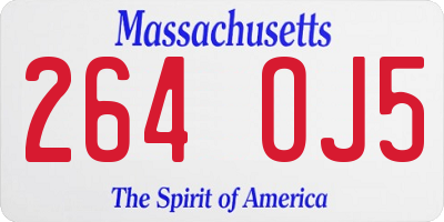 MA license plate 264OJ5