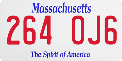 MA license plate 264OJ6