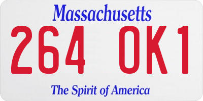 MA license plate 264OK1