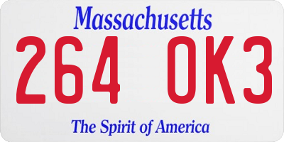MA license plate 264OK3