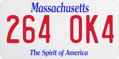 MA license plate 264OK4