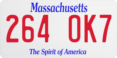 MA license plate 264OK7
