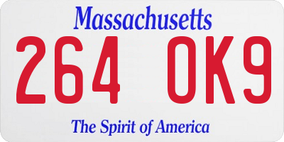 MA license plate 264OK9