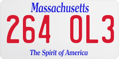 MA license plate 264OL3
