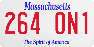 MA license plate 264ON1