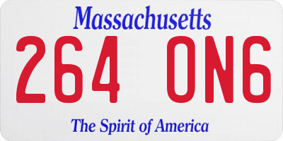 MA license plate 264ON6