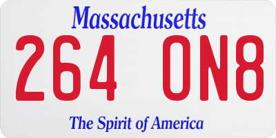 MA license plate 264ON8