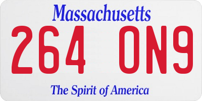 MA license plate 264ON9