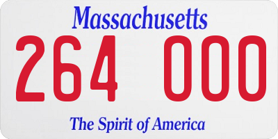 MA license plate 264OO0