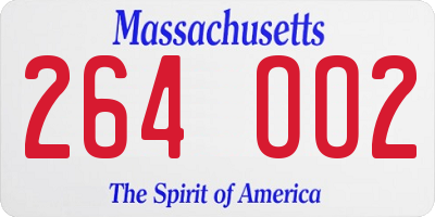 MA license plate 264OO2