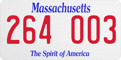 MA license plate 264OO3