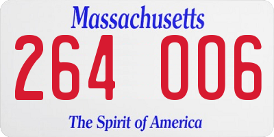 MA license plate 264OO6