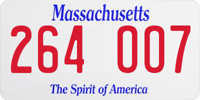 MA license plate 264OO7