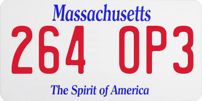 MA license plate 264OP3