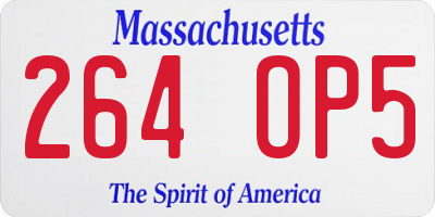 MA license plate 264OP5
