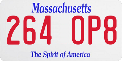 MA license plate 264OP8