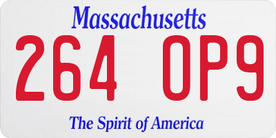 MA license plate 264OP9