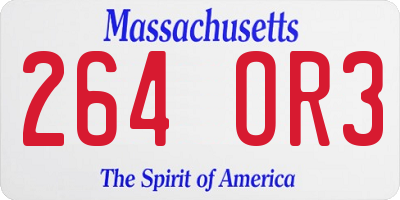 MA license plate 264OR3