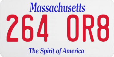 MA license plate 264OR8