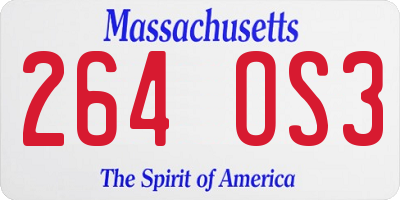 MA license plate 264OS3