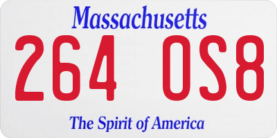 MA license plate 264OS8