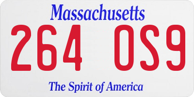 MA license plate 264OS9