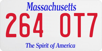 MA license plate 264OT7