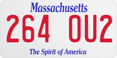 MA license plate 264OU2