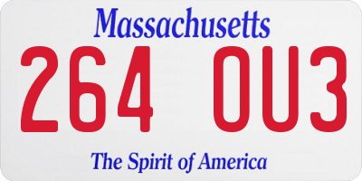 MA license plate 264OU3