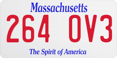 MA license plate 264OV3