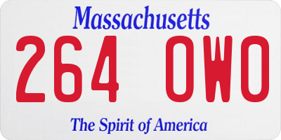 MA license plate 264OW0