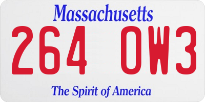 MA license plate 264OW3