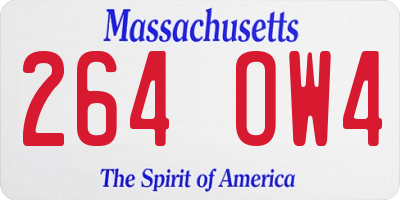 MA license plate 264OW4